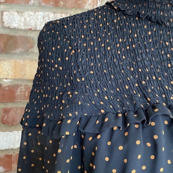 Sanctuary Bria Black polka dot long sleeve smock top Size XS New with tags - Picture 5 of 10